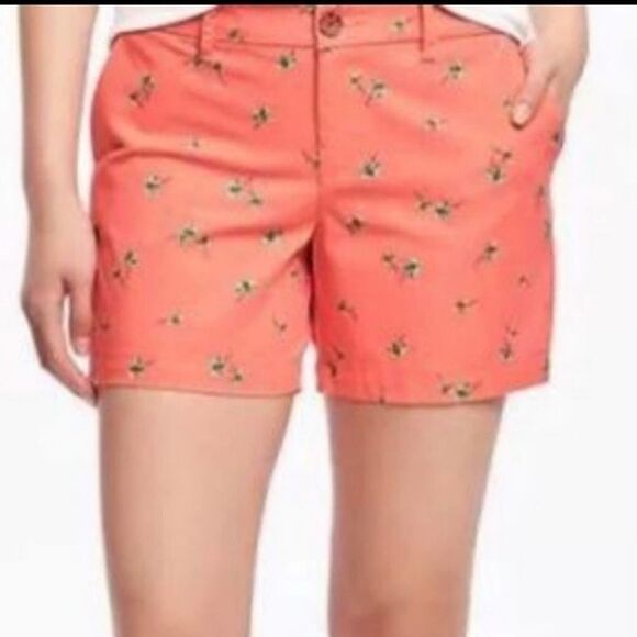 Old Navy Coral Shorts Palm Trees sz 10 - Picture 1 of 6
